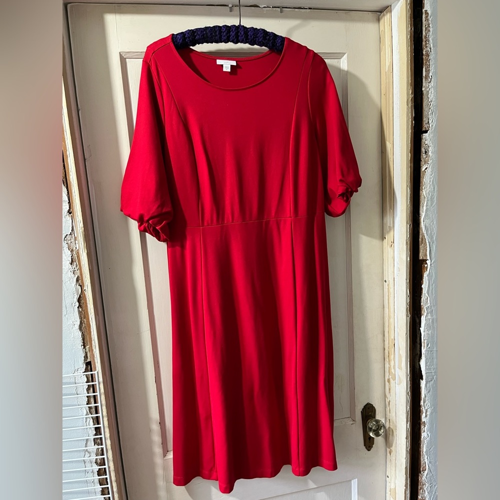 J. Jill Vibrant Red Long Sleeve Dress